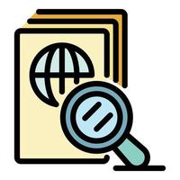 Magnifier passport control icon color outline vector