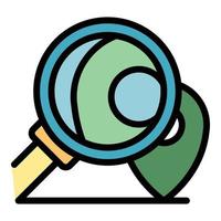 Gps pin under magnifier icon color outline vector