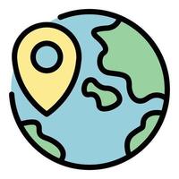 Gps global pin icon color outline vector