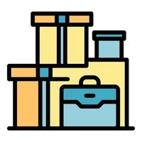 Travel bags icon color outline vector