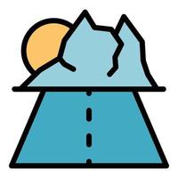 Travel road to mountains icon color outline vector