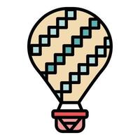 Hot air balloon with basket icon color outline vector