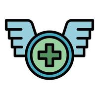 Medical wings icon color outline vector