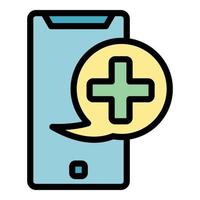 Medical phone consultation icon color outline vector