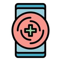 Mobile doctor icon color outline vector