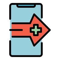 Phone medicine icon color outline vector