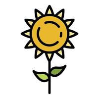 Sunflower icon color outline vector