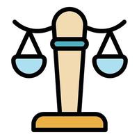 Judge balance icon color outline vector