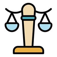 Judge balance icon color outline vector