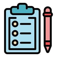 Clipboard and pen icon color outline vector