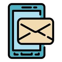 Phone message icon color outline vector