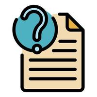 Question document icon color outline vector