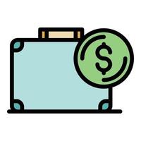 Briefcase money donation icon color outline vector
