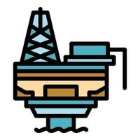 Plant sea drilling rig icon color outline vector