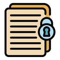 Locked documents icon color outline vector