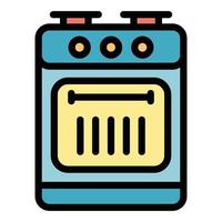 Fire gas stove icon color outline vector