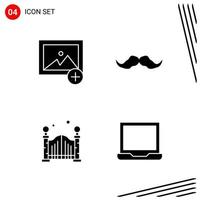 Collection of 4 Vector Icons in solid style Pixle Perfect Glyph Symbols for Web and Mobile Solid Icon Signs on White Background 4 Icons Creative Black Icon vector background