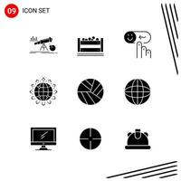 Collection of 9 Vector Icons in solid style Pixle Perfect Glyph Symbols for Web and Mobile Solid Icon Signs on White Background 9 Icons Creative Black Icon vector background