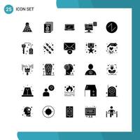 25 User Interface Solid Glyph Pack of modern Signs and Symbols of cv storage secure resume hardware Editable Vector Design Elements