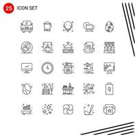 25 User Interface Line Pack of modern Signs and Symbols of egg easter jewelry decoration hotel Editable Vector Design Elements