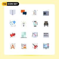 16 Creative Icons Modern Signs and Symbols of party birthday document balloons radio Editable Pack of Creative Vector Design Elements