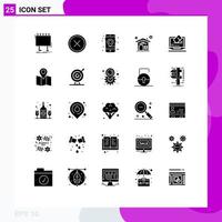 Universal Icon Symbols Group of 25 Modern Solid Glyphs of laptop house delete home mobile Editable Vector Design Elements