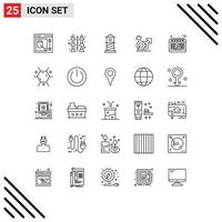 conjunto moderno de pictogramas de 25 líneas de elementos de diseño de vectores editables para mujeres de gander de playa de identidad de evento