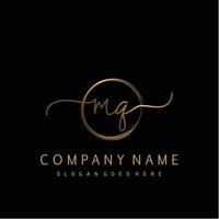 Initial MQ handwriting logo with circle hand drawn vector