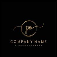 Initial PO handwriting logo with circle hand drawn vector