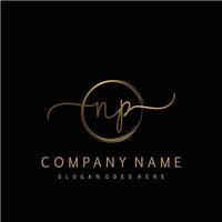 Initial NP handwriting logo with circle hand drawn vector