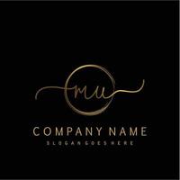 Initial MU handwriting logo with circle hand drawn vector