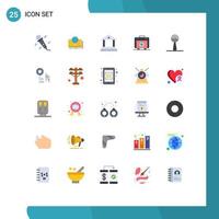 Modern Set of 25 Flat Colors Pictograph of music instrument bank medical bag Editable Vector Design Elements