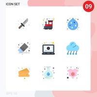 Universal Icon Symbols Group of 9 Modern Flat Colors of online stationery pollution rubber eraser Editable Vector Design Elements