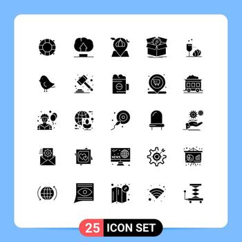 25 glifos sólidos vectoriales temáticos y símbolos editables de elementos de diseño vectorial editables del rendimiento del progreso de la luna del trabajo del huevo vector
