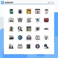 Set of 25 Modern UI Icons Symbols Signs for graduation shield symbol security medical Editable Vector Design Elements