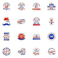 Happy Fathers Day 16 Blue and red Vector Element Set Ribbons and Labels Editable Vector Design Elements