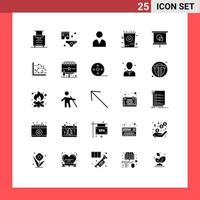 Mobile Interface Solid Glyph Set of 25 Pictograms of school education man device kid Editable Vector Design Elements