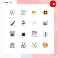 User Interface Pack of 16 Basic Flat Colors of game ball notification sweets donut Editable Pack of Creative Vector Design Elements