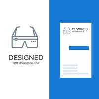 Computer Computing Digital Glasses Google Grey Logo Design and Business Card Template vector