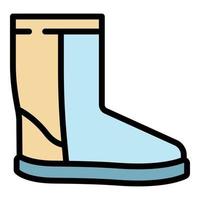 Winter ugg boot icon color outline vector