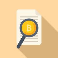 Search cryptocurrency icon flat vector. Bitcoin money vector