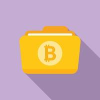 Bitcoin folder icon flat vector. Crypto money vector