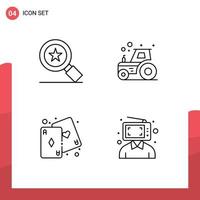 4 Line concept for Websites Mobile and Apps achievements game agriculture tractor content Editable Vector Design Elements