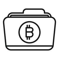 vector de contorno de icono de carpeta bitcoin. dinero criptográfico