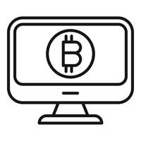 Digital monitor icon outline vector. Money bitcoin vector