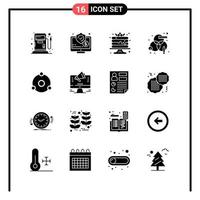 conjunto de 16 iconos de estilo sólido para web y símbolos de glifos móviles para imprimir signos de iconos sólidos aislados en fondo blanco 16 conjunto de iconos fondo de vector de icono negro creativo