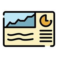 Finance chart poster icon color outline vector