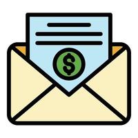 Mail tax letter icon color outline vector