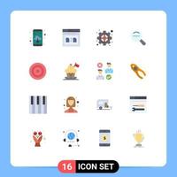 Flat Color Pack of 16 Universal Symbols of interface dote goal search target Editable Pack of Creative Vector Design Elements