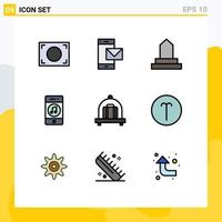 Set of 9 Modern UI Icons Symbols Signs for baggage player building music communications Editable Vector Design Elements